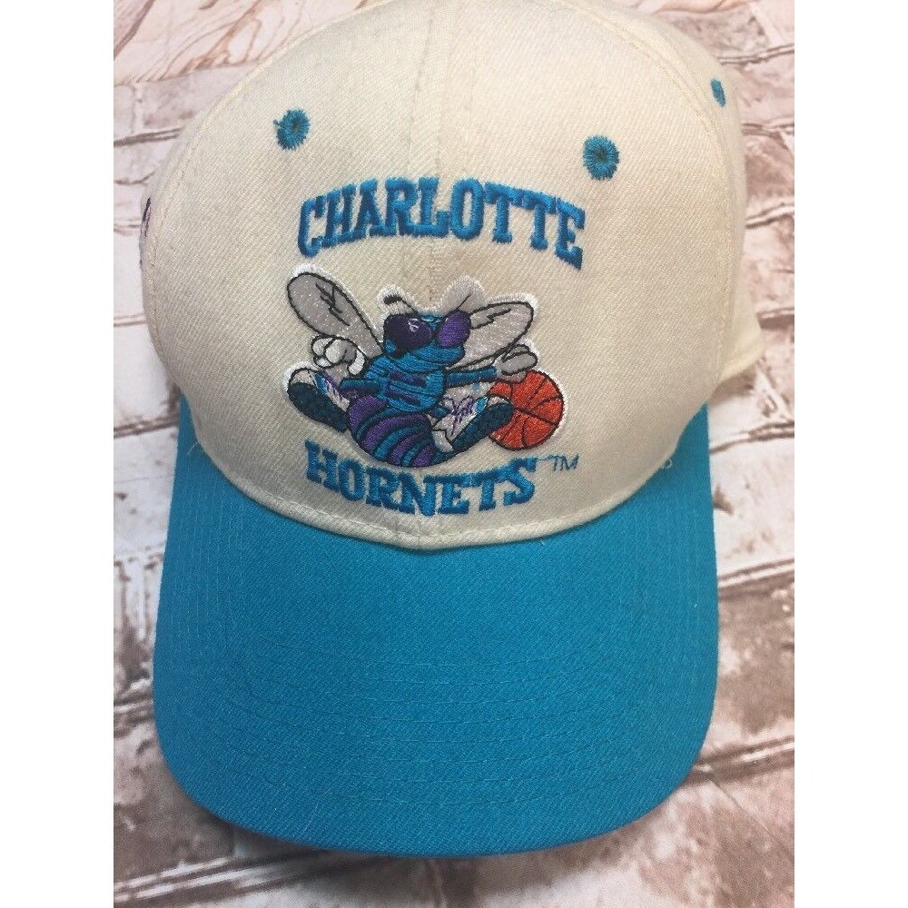 Vtg 90's Charlotte Hornets Plain Logo Sports Specialties Fitted Hat 6 7/8 NBA‎